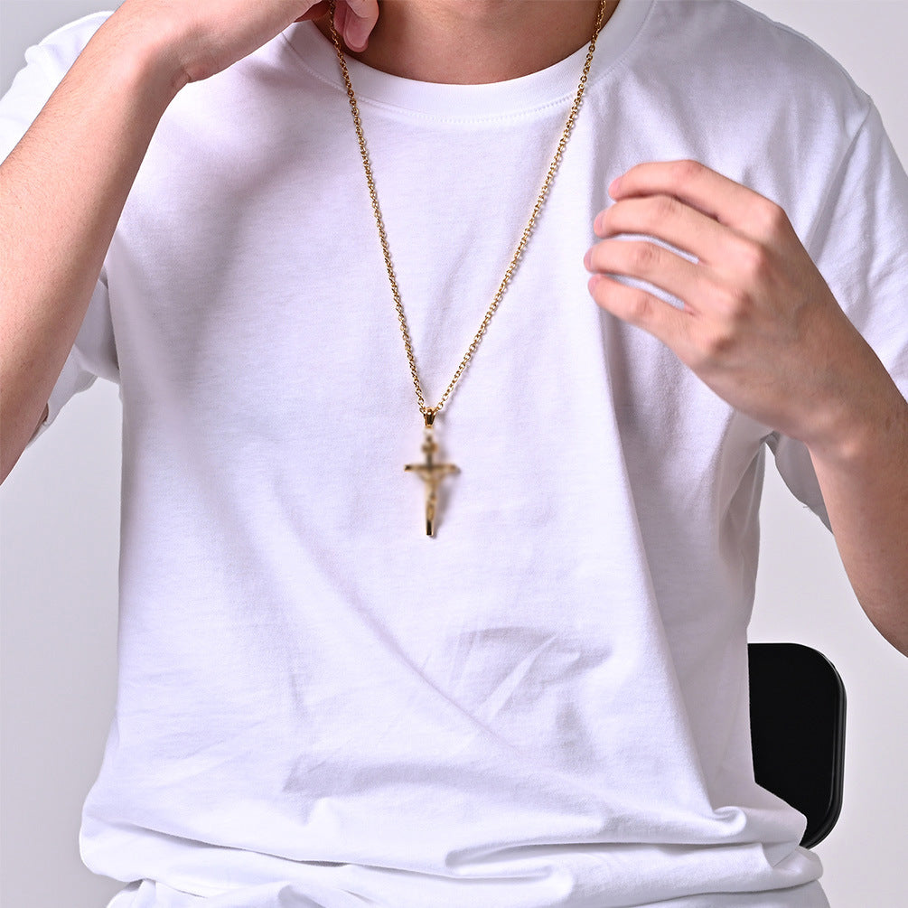 Planderful Cross Steel Necklace For Hip Hop Fans Does Not Fade Durable Pendant For Streetwear Enthusiasts