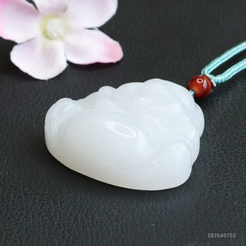 Golden Silk Jade Buddha Pendant