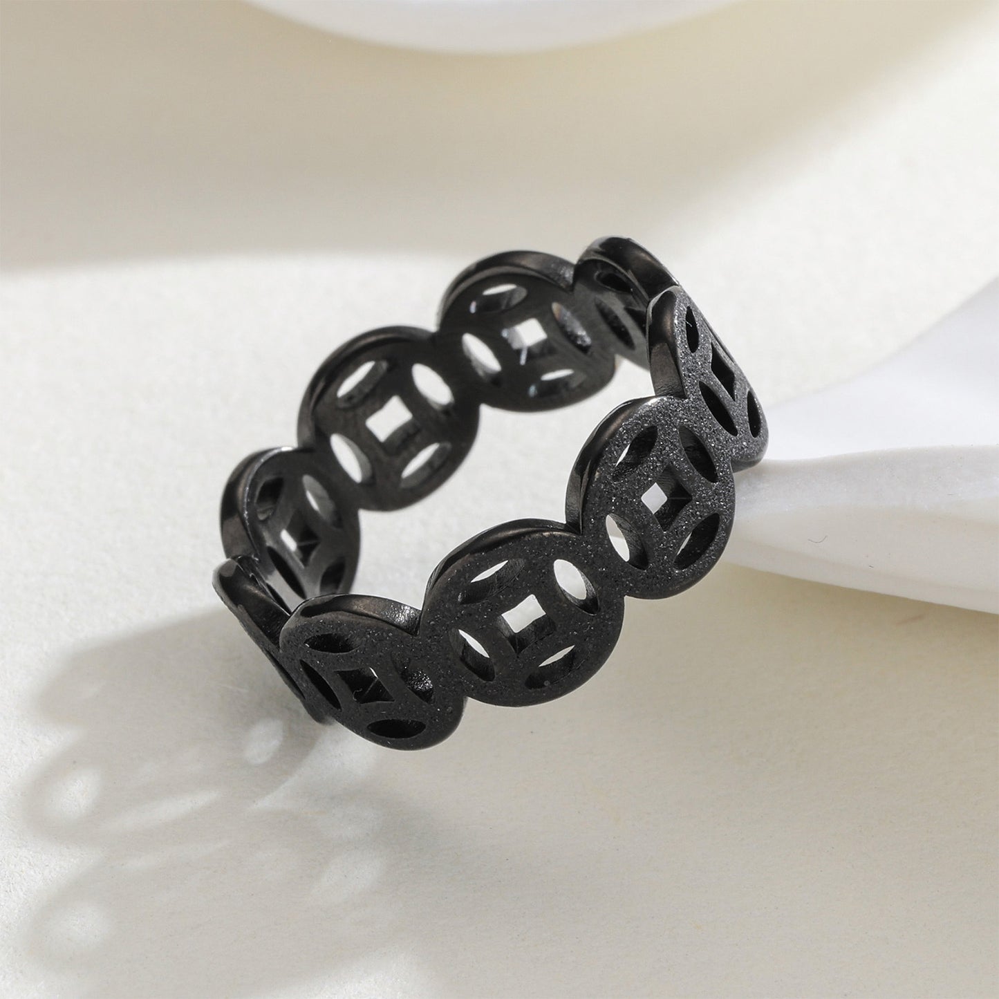 Planderful Everyday Genie Copper Coin Titanium Steel Ring For Unisex Couples Protection Gift