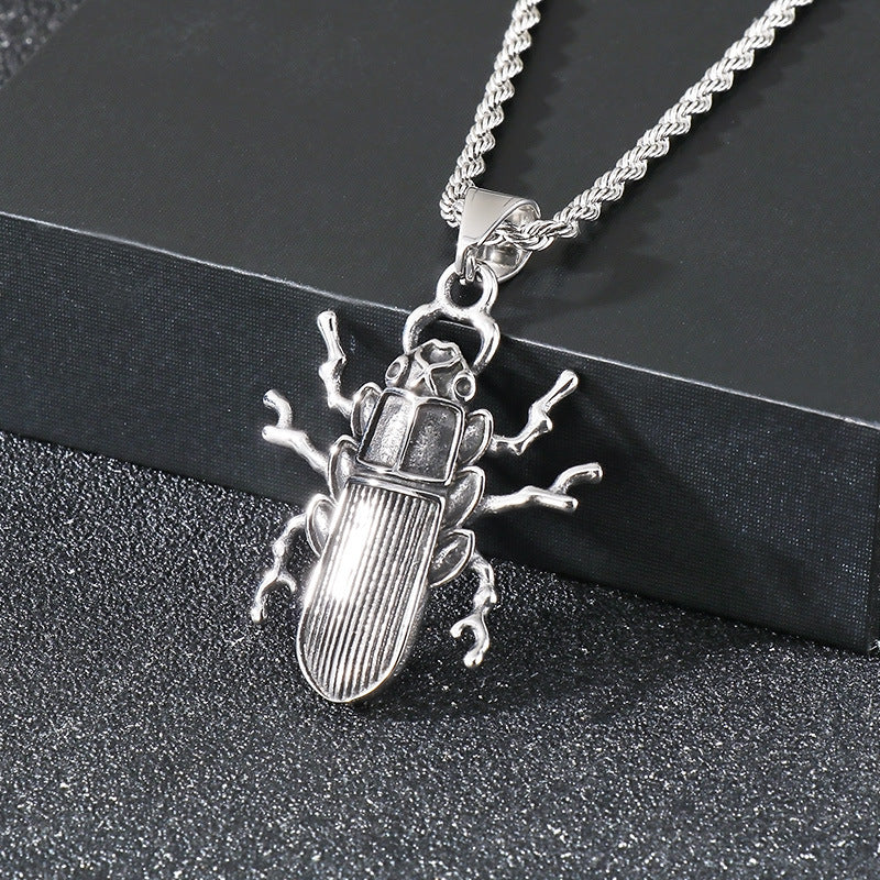 Planderful Beetle Pendant Stainless Steel Retro Mens Pendant