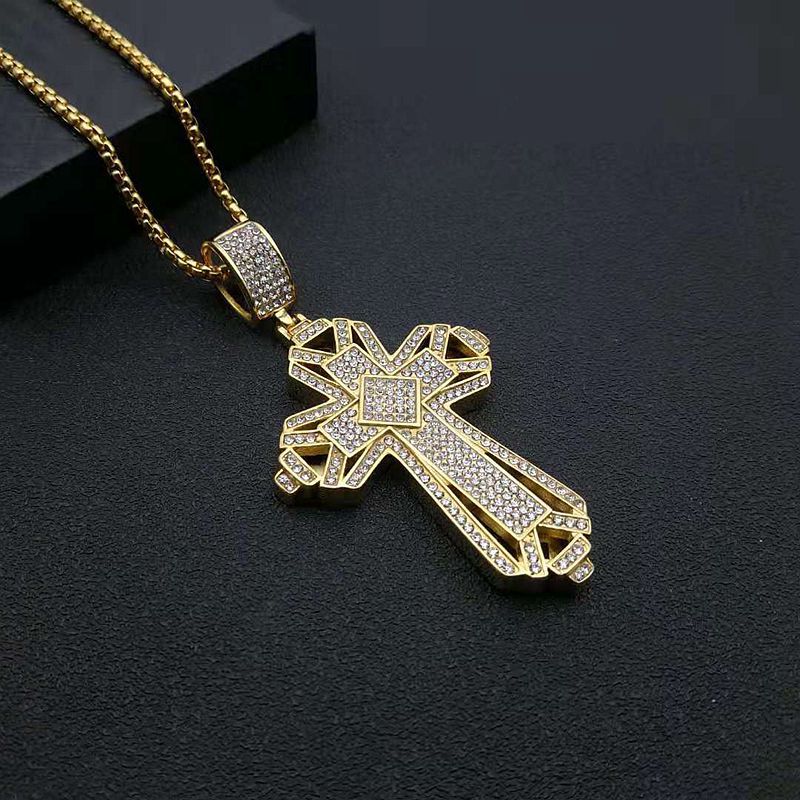 Steel Necklace - Statement Cross Pendant