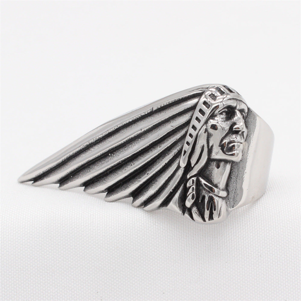 Planderful Everyday Genie – European and American Personalized Retro Indian Men's Titanium Steel Ring