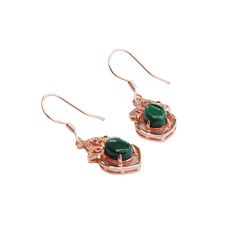 Malachite Clover Drop Earrings