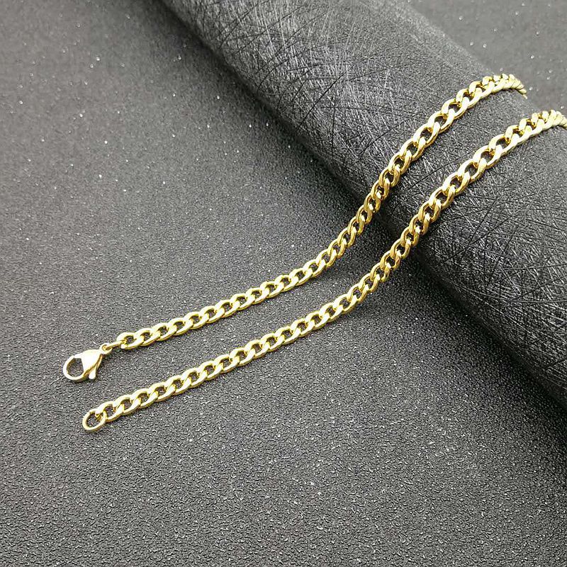 Planderful Titanium Steel Gold Plated Rhinestone Hip Hop Pendant Necklace For Men And Women