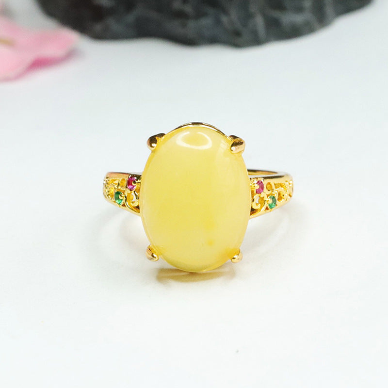 Hollow Zircon Sterling Silver Bee Ring with Adjustable Diameter