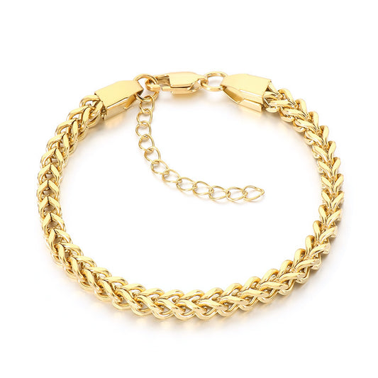 Stainless Steel Front & Back Bracelet – Commuting 5mm Keel Chain Adjustable Business