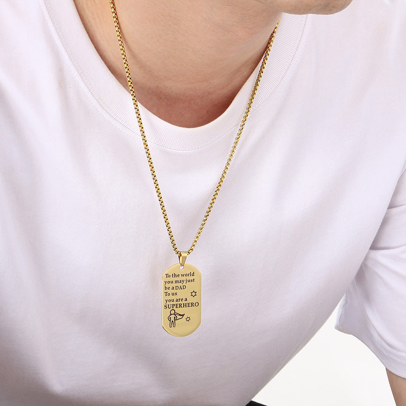 Planderful Dad Pendant Stainless Steel Engraved For Men