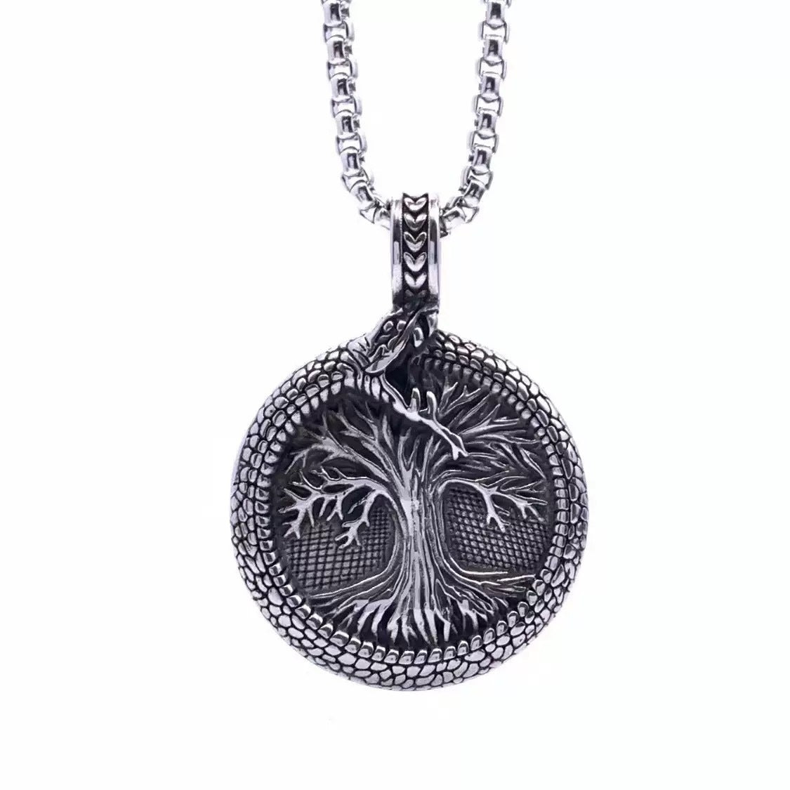 1. Planderful Tree of Life Pendant Stainless Steel Necklace For Men Punk Viking Style Gift