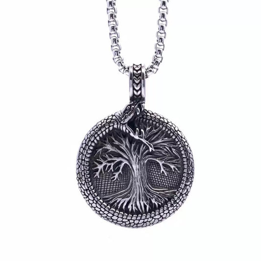1. Planderful Tree of Life Pendant Stainless Steel Necklace For Men Punk Viking Style Gift