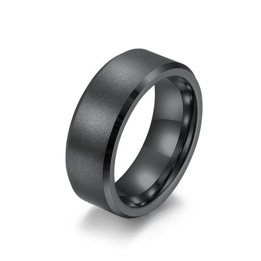 Stylish Black Matte Tungsten Steel Ring for Men 6/8/10mm