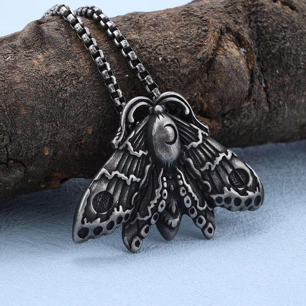 Gothic Skull Butterfly Stainless Steel Men's Pendant Necklace