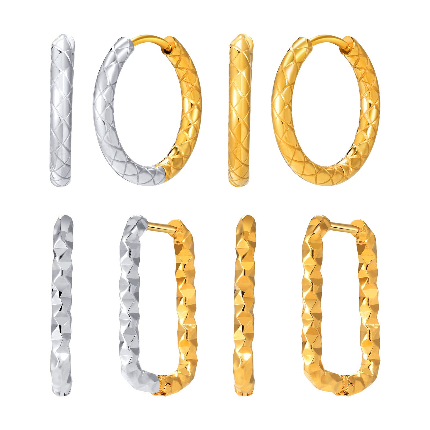 Jewelry Stainless Steel Geometric Rhombus Earrings Gold Ladies