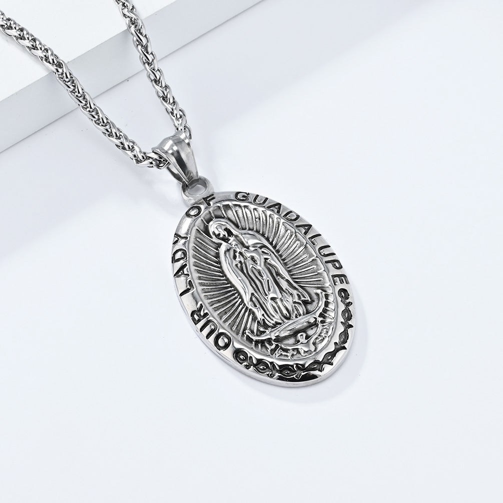 European And American Retro Virgin Mary Necklace For Men