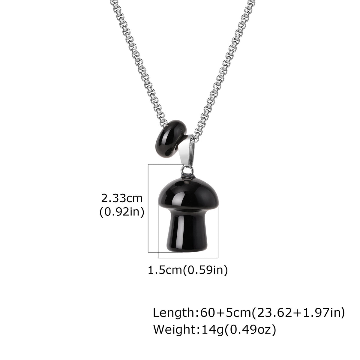 Stainless Steel Natural Tiger's Eye Stone Obsidian Mushroom Necklace Daily