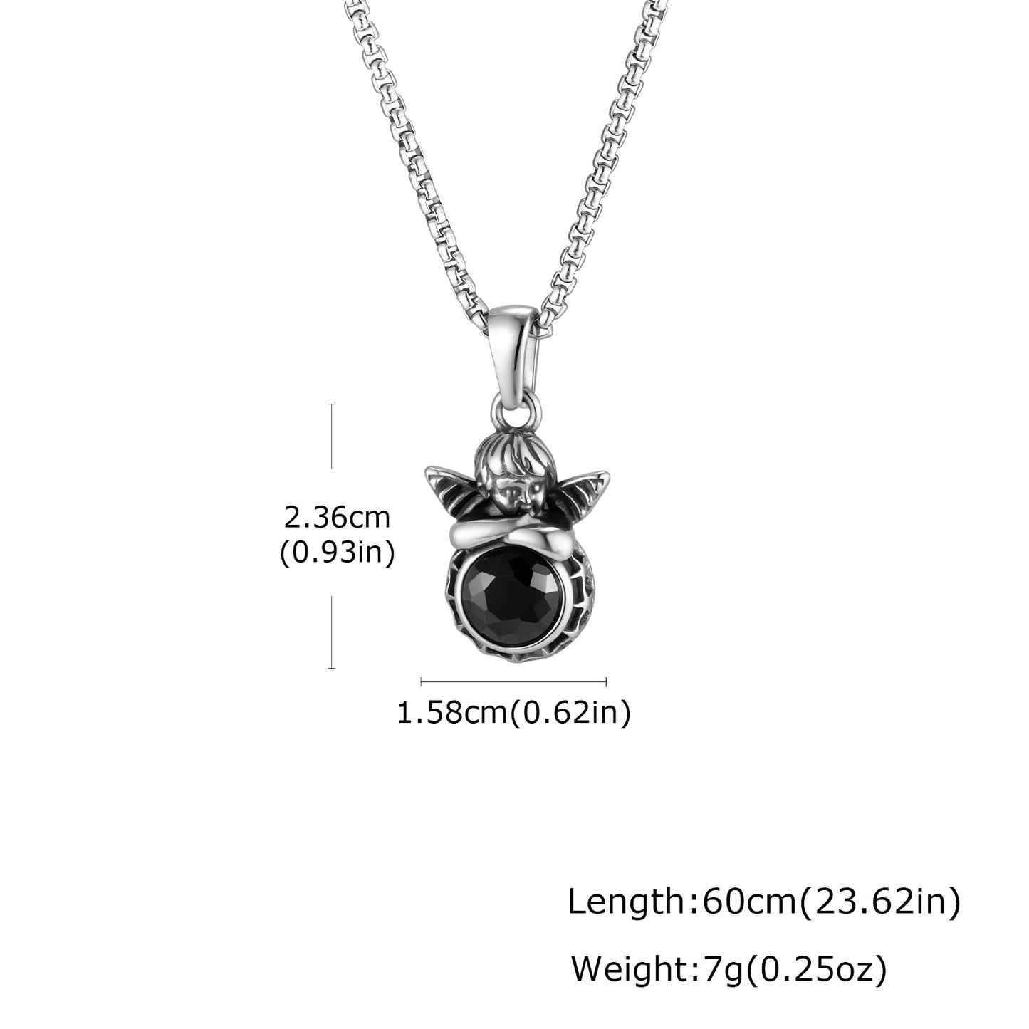 Europe & The United States Stainless Steel Angel Tiger's Eye Stone Women's Hip-Hop Necklace