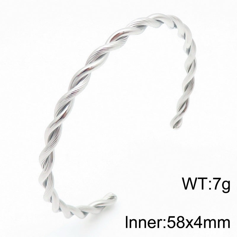 Extremely Wind C-Shaped Titanium Steel Bracelet – Neutral Twist Hammer Open Stainless