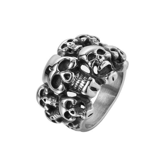 Halloween Skull Heads Titanium Steel Ring for Men