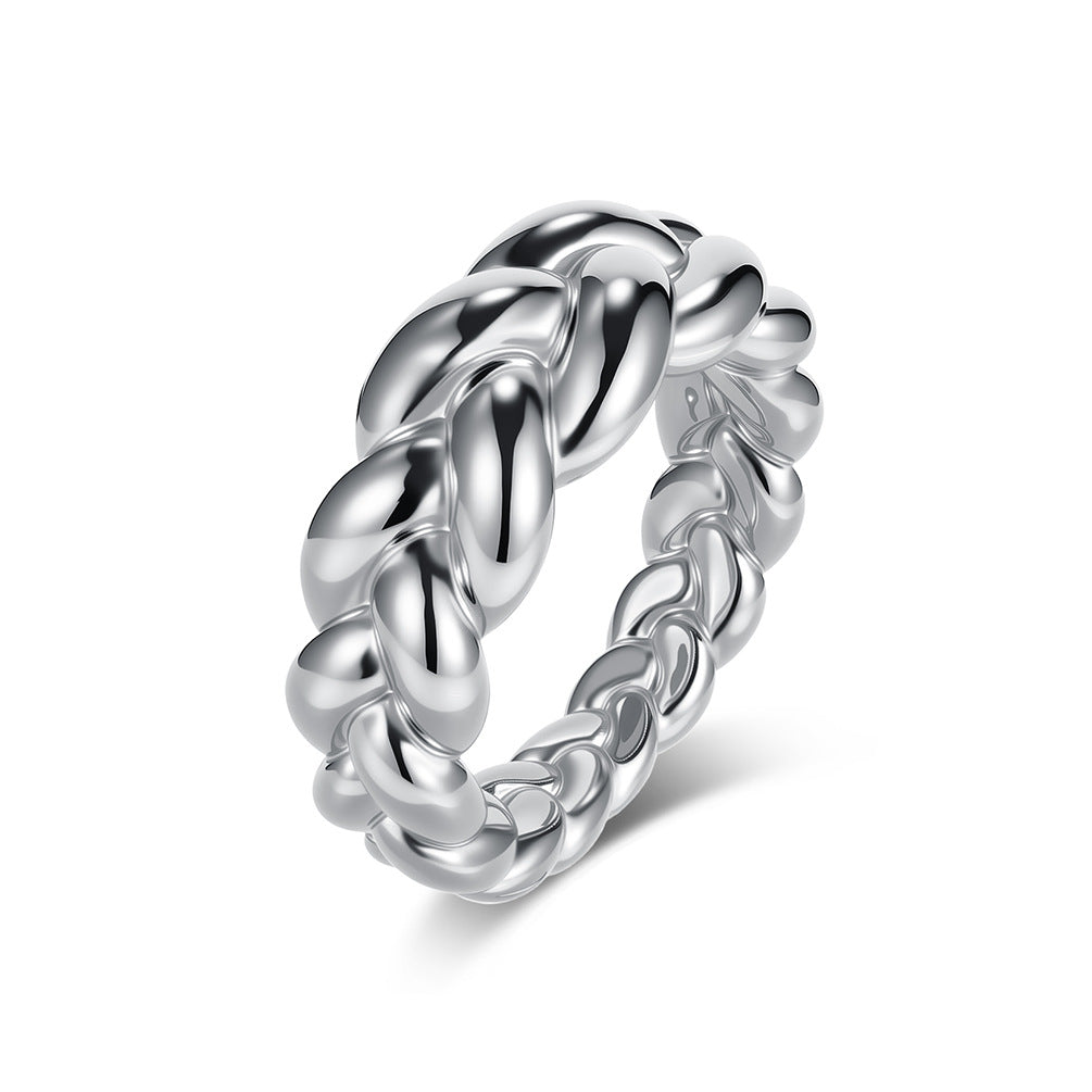Steel Ring - Elegant Everyday Wear Twist Weave Unisex Jewelry Planderful Timeless Accessory