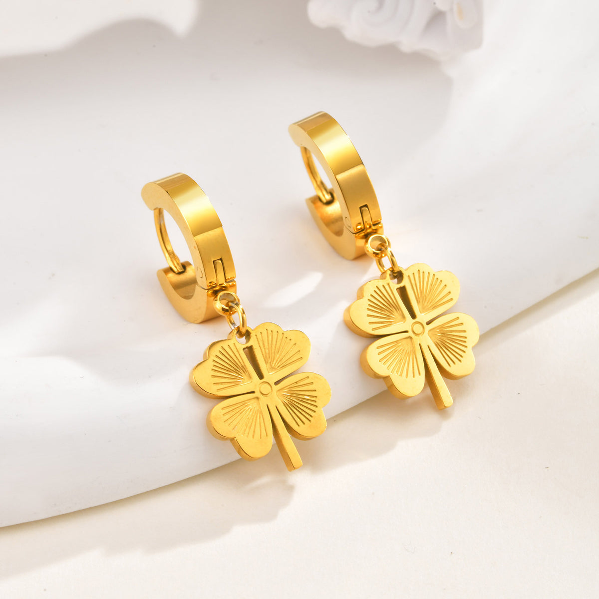 Polished Gold-Tone Stainless Steel Earrings