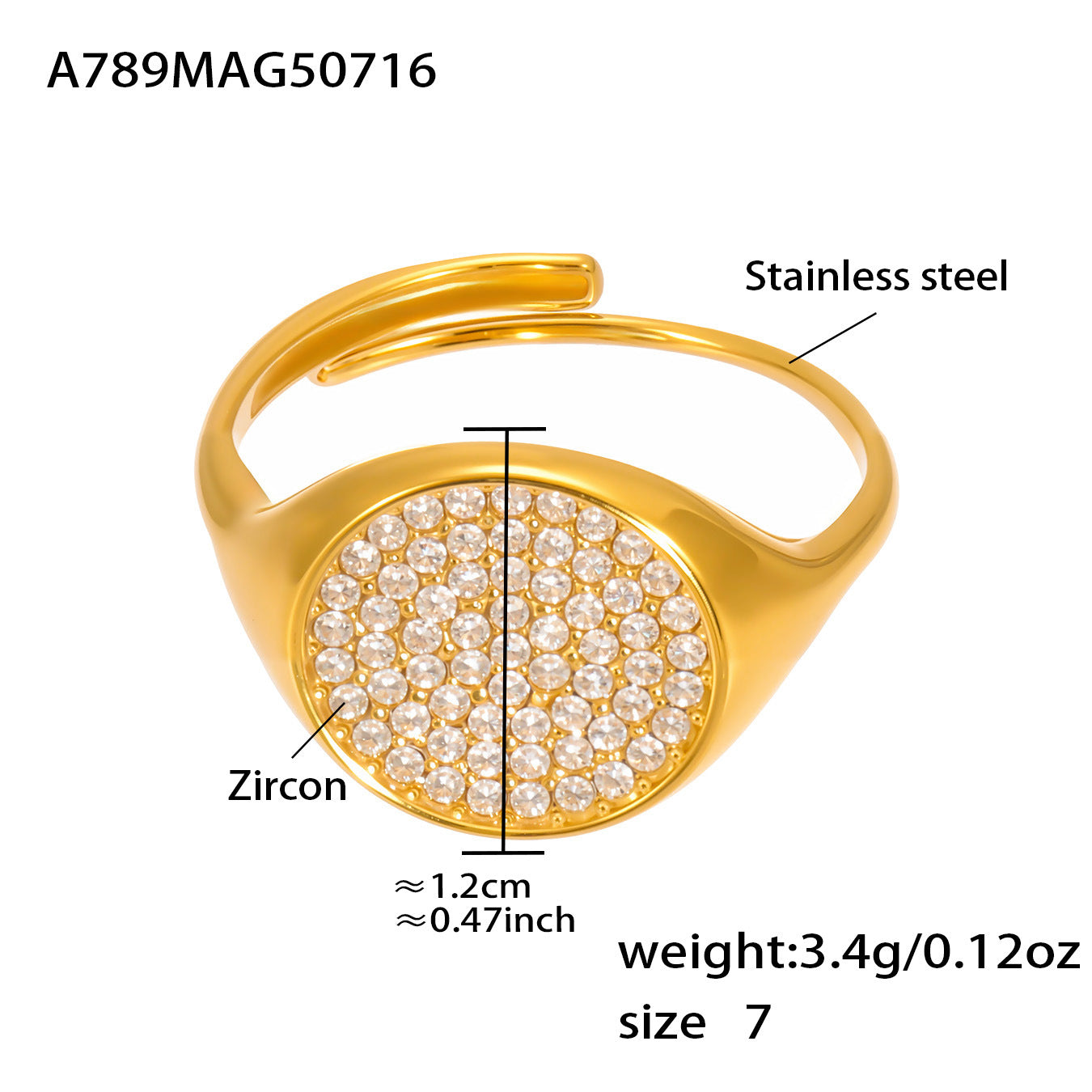 Planderful Zircon Love Ring Opening Design Titanium Fans