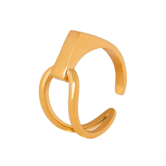 Chic Titanium Steel Gold-Plated Open Ring for Women