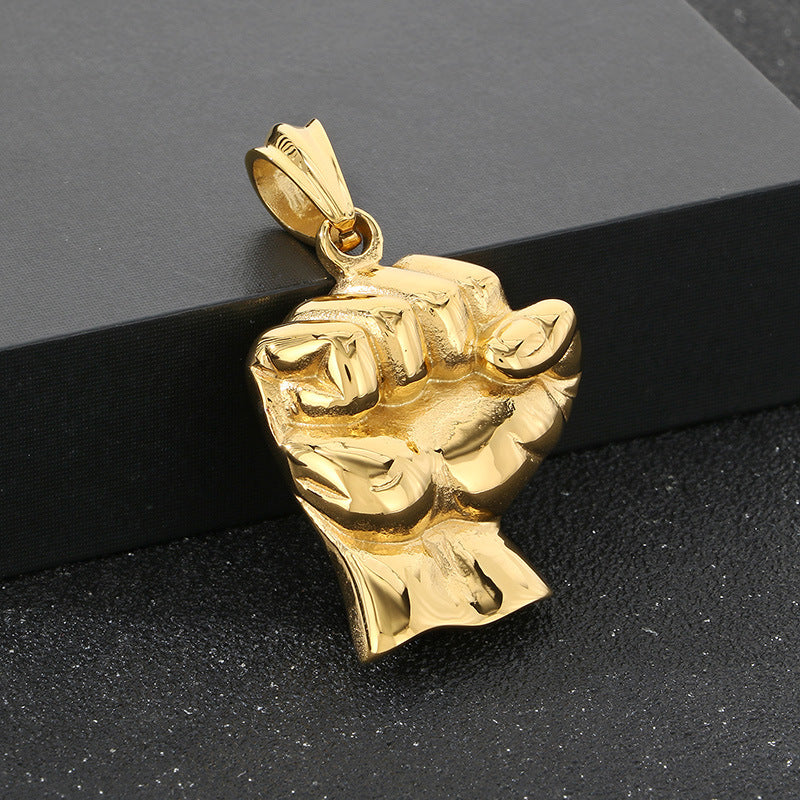 Planderful Retro Fist Pendant Titanium Steel Men Necklace