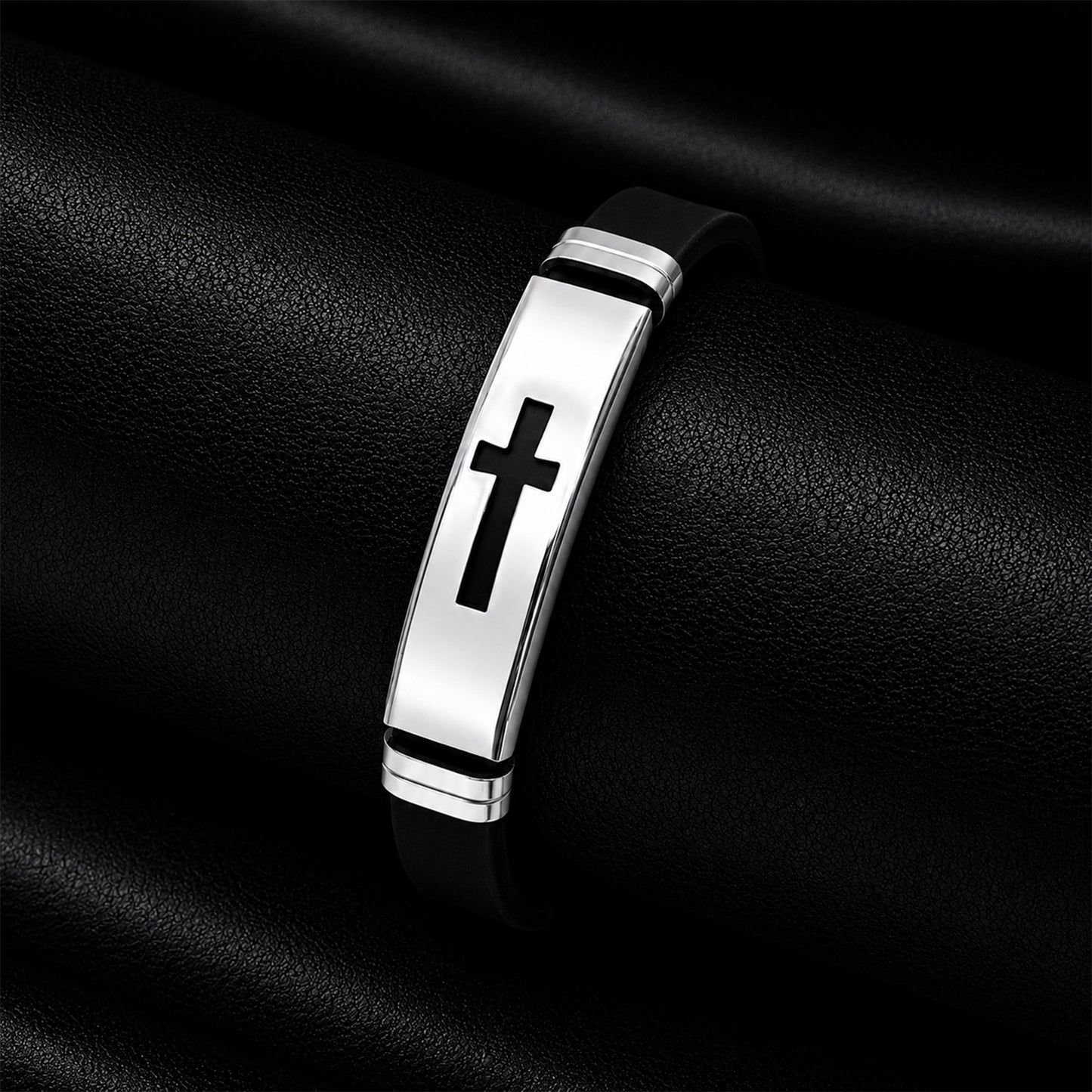 Planderful Everyday Genie Stainless Steel Cross Bracelet For Men Adjustable Minimalist Style