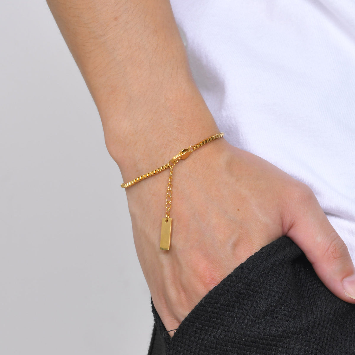 Gold-Plated Stainless Steel Bracelet for Men
