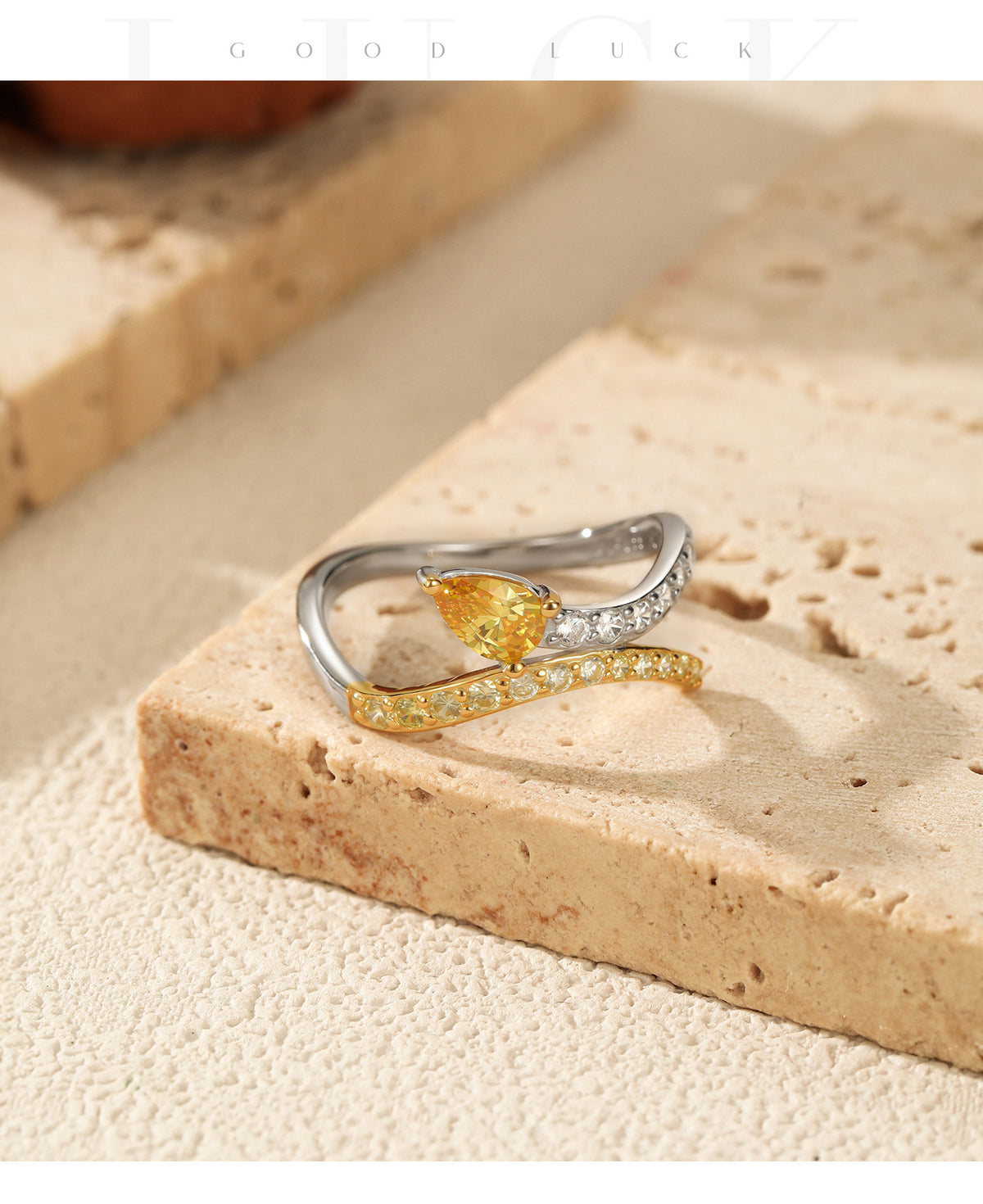 925 Sterling Silver Two-Tone Zircon Snake Ring