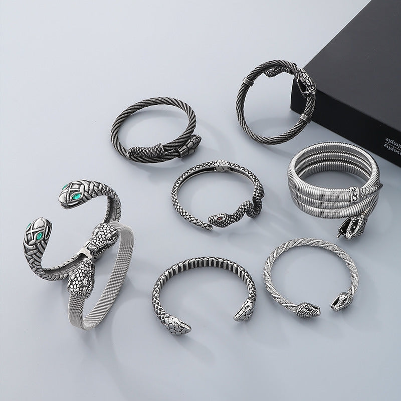 Planderful Snake Bracelet For Men Zircon Encrusted Premium