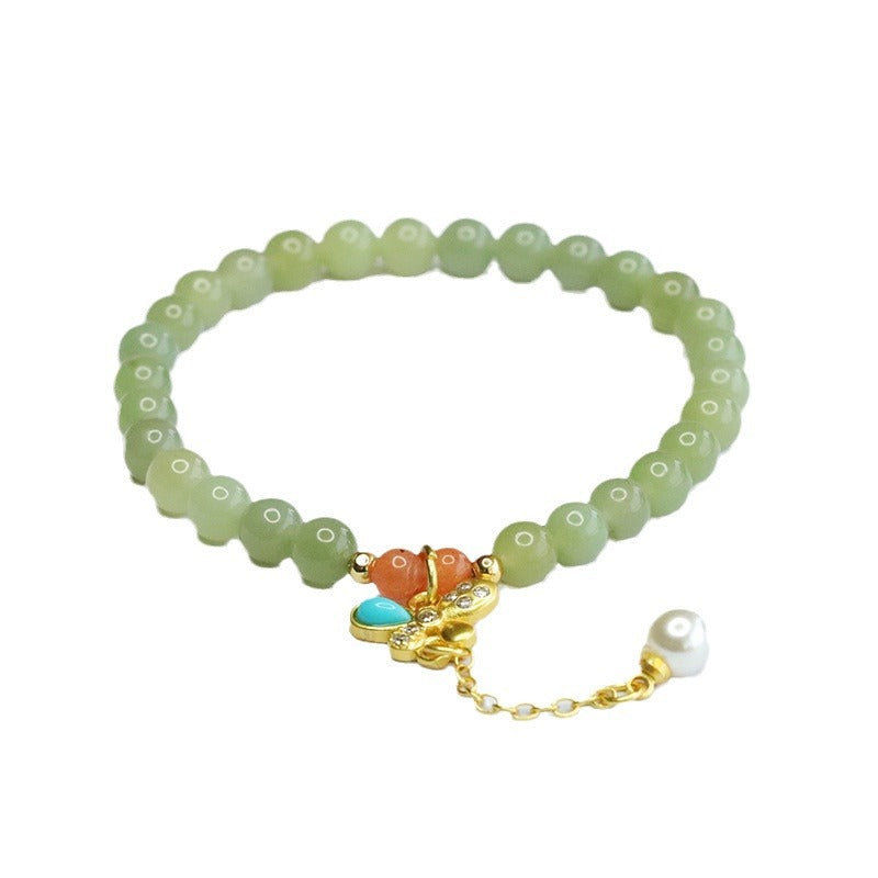 Qingshui Hetian Jade Butterfly Tassel Bracelet