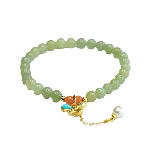 Qingshui Hetian Jade Butterfly Tassel Bracelet