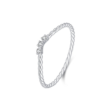S925 Sterling Silver Twisted Three-Stone Moissanite Ring