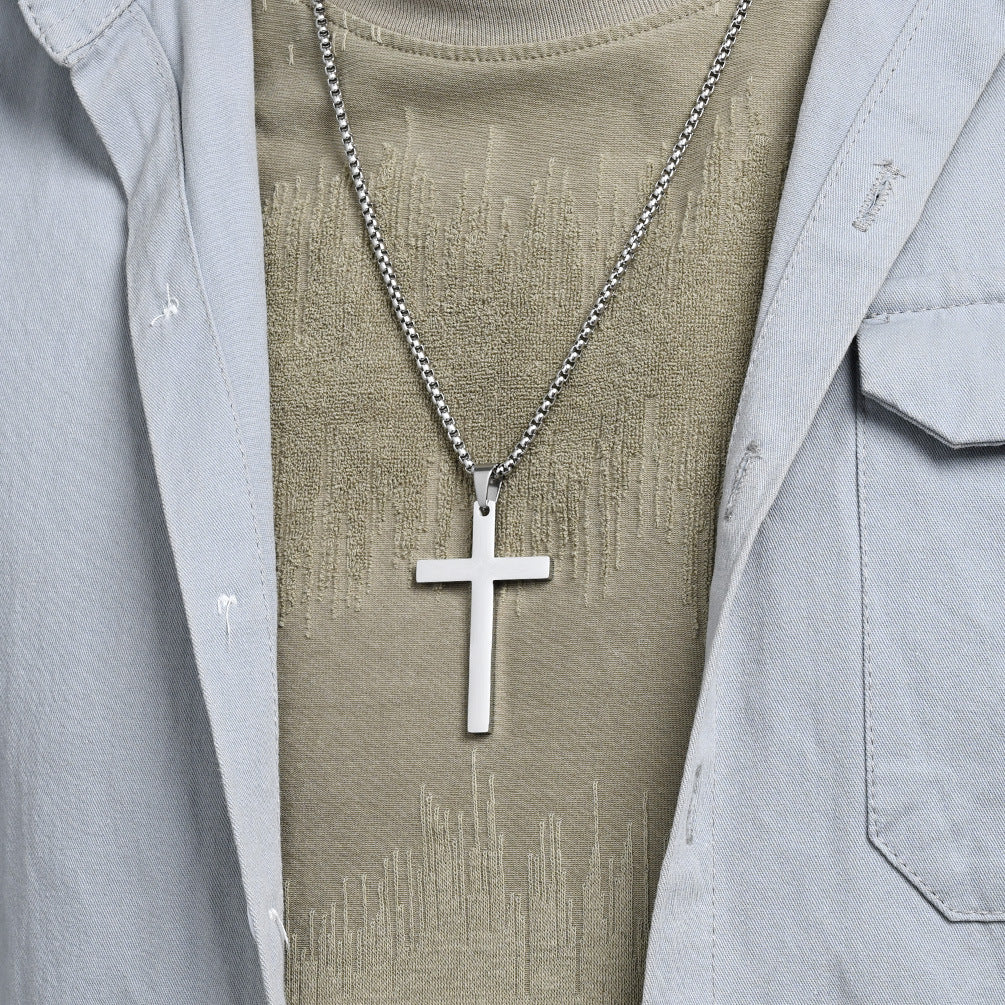 Planderful Cross Pendant Necklace For Unisex Wear Durable Titanium Steel With Simple Classic Smooth Surface