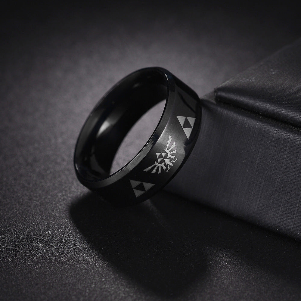 Mysterious Triangle Pattern Steel Ring Set - Size 6-13