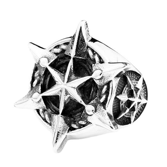 Titanium Steel Vintage Hexagram Ring for Men – Contemporary European and American Fashion Accessory