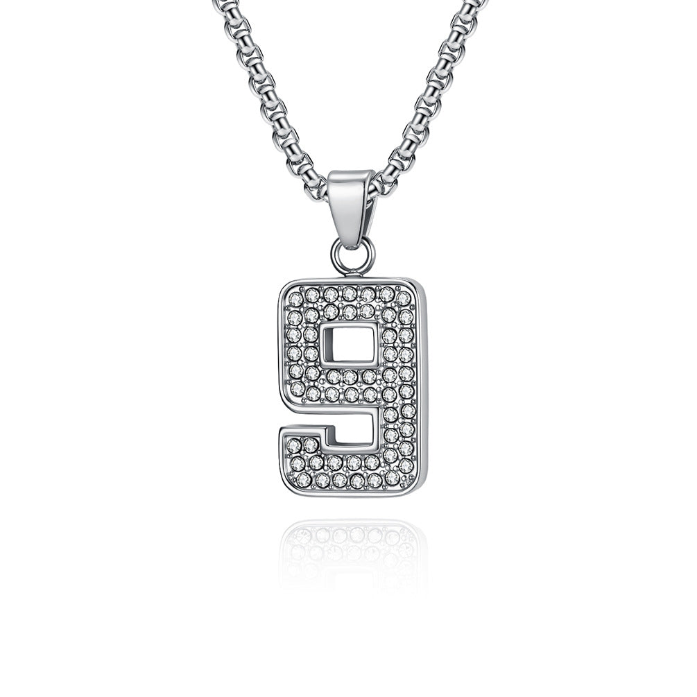 Stainless Steel Number Pendants — Chain Optional