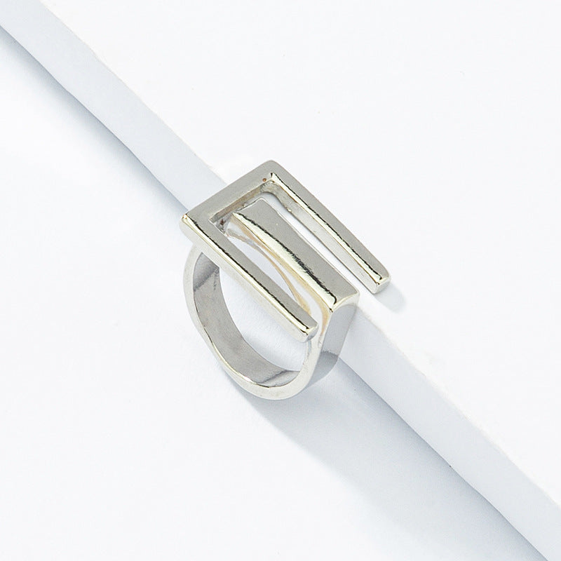 Wholesale Geometric Alloy Ring with Cross-Border Design