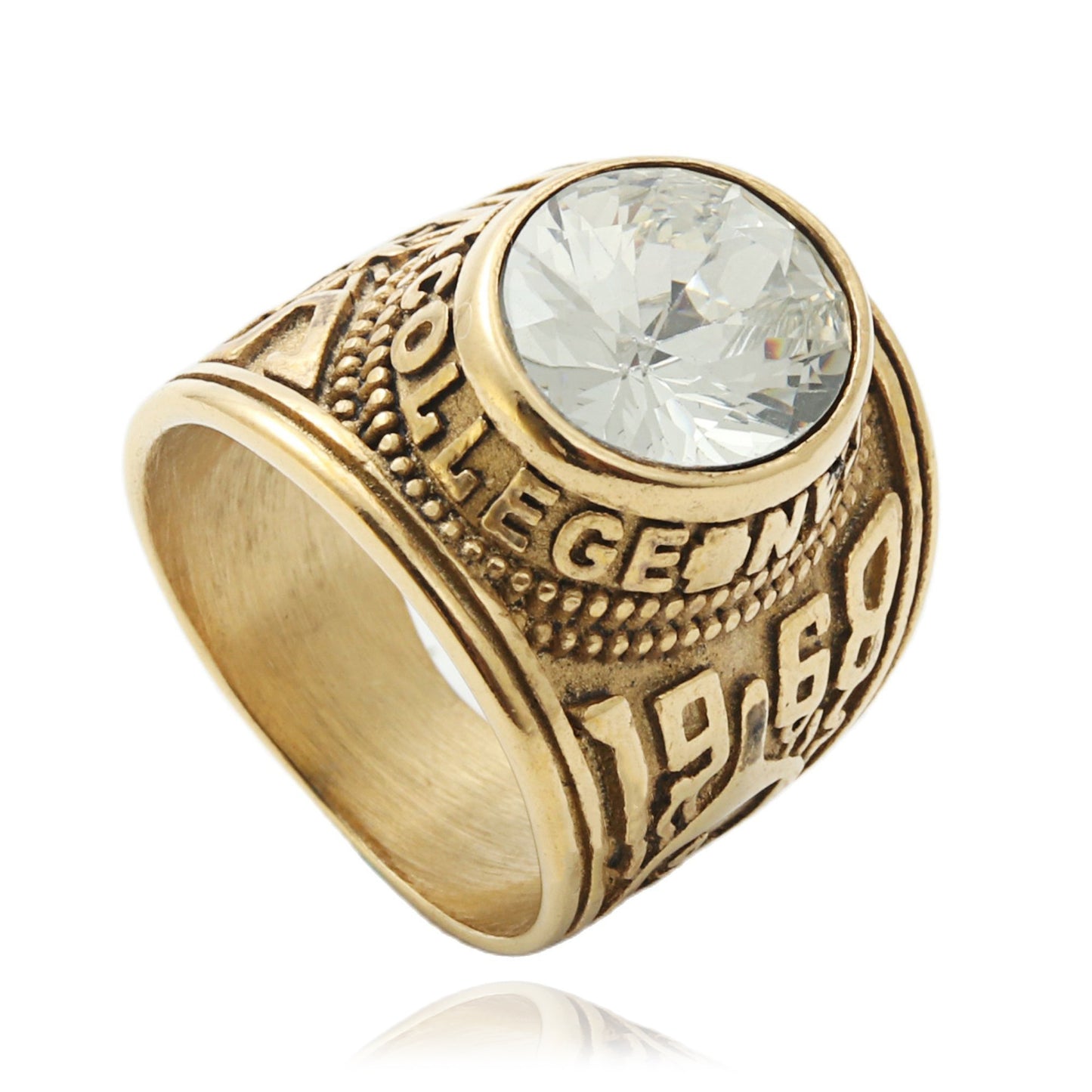 Planderful Titanium Steel MultiColor Zircon Ring For Men Unisex Retro Punk Style Eagle Design