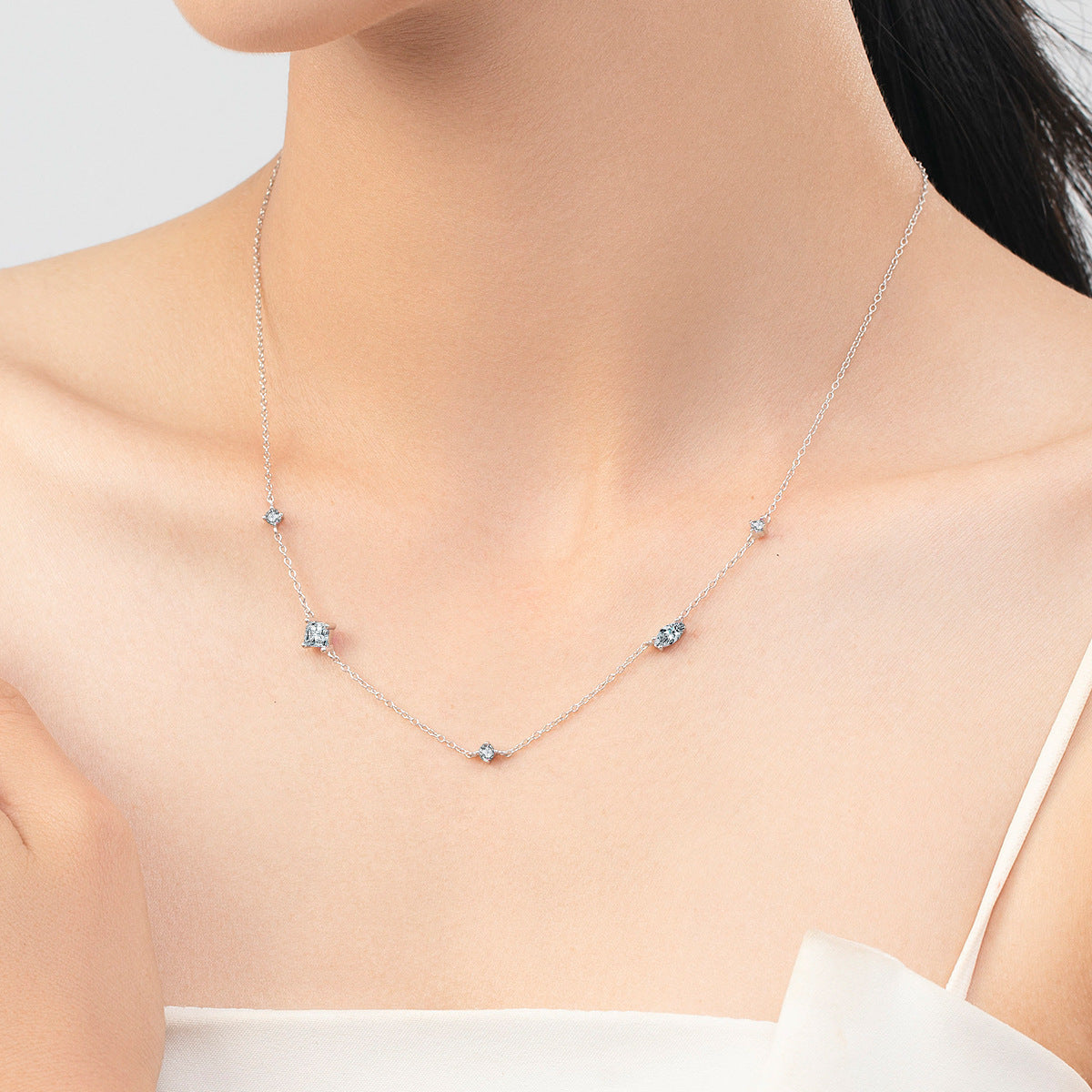 925 Sterling Silver Geometric Zircon Necklace