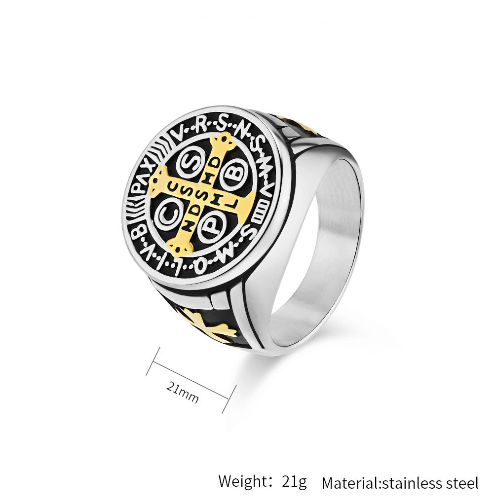 Steel Ring – Vintage Cross Exorcist For Men