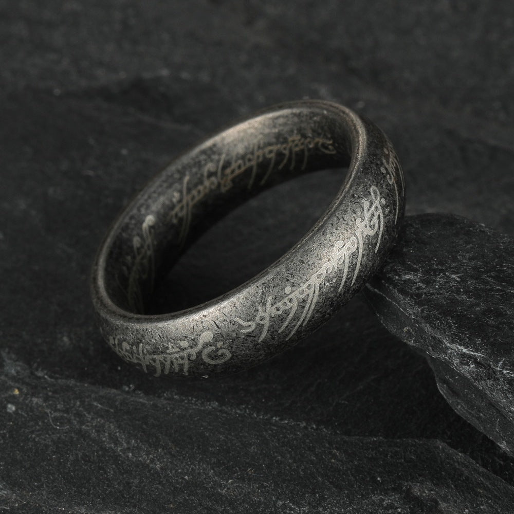 Planderful Lord Of The Rings Ring 6mm Ancient Silver Steel Retro Style For Men And Women With Protection Motif