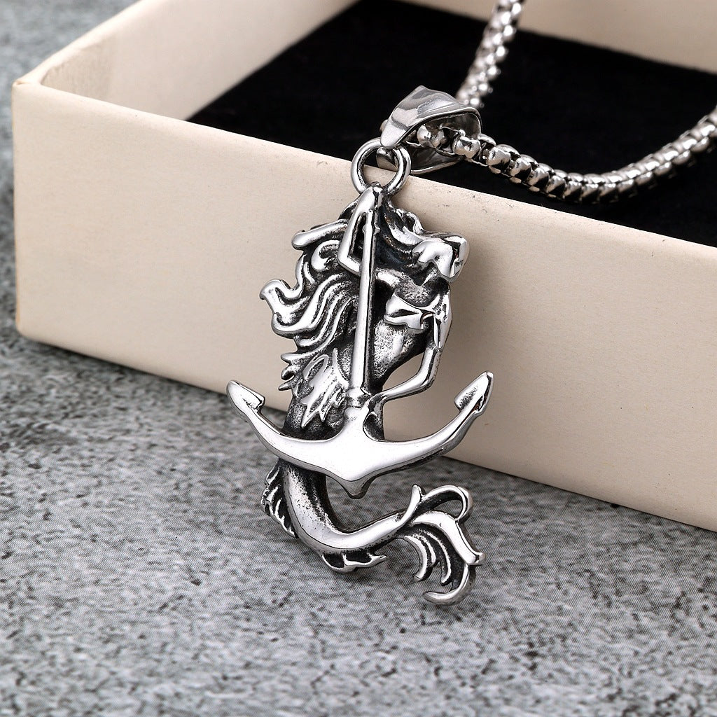 Punk Anchor Pendant Necklace