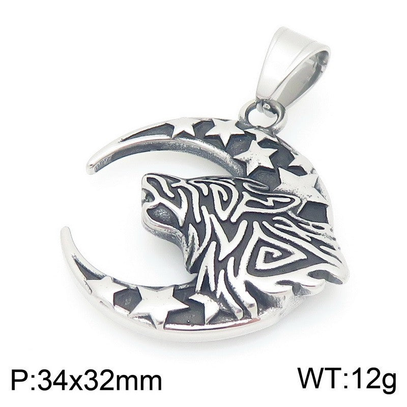 Planderful Viking Wolf Pendant For Men Green Eyed Celtic