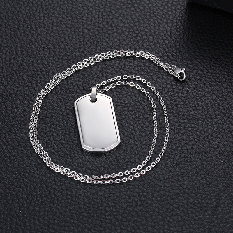 Military-Inspired Stainless Steel Dog Tag Necklace for Men – American Soldier Identity Tag with Shield Spot