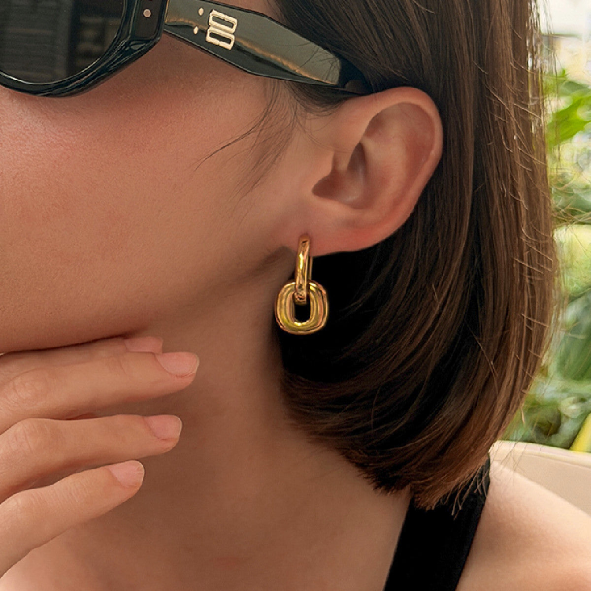 Planderful Vienna Verve Stainless Steel U Shaped Ear Buckle Earrings Removable Chain Ring Everyday Jewelry