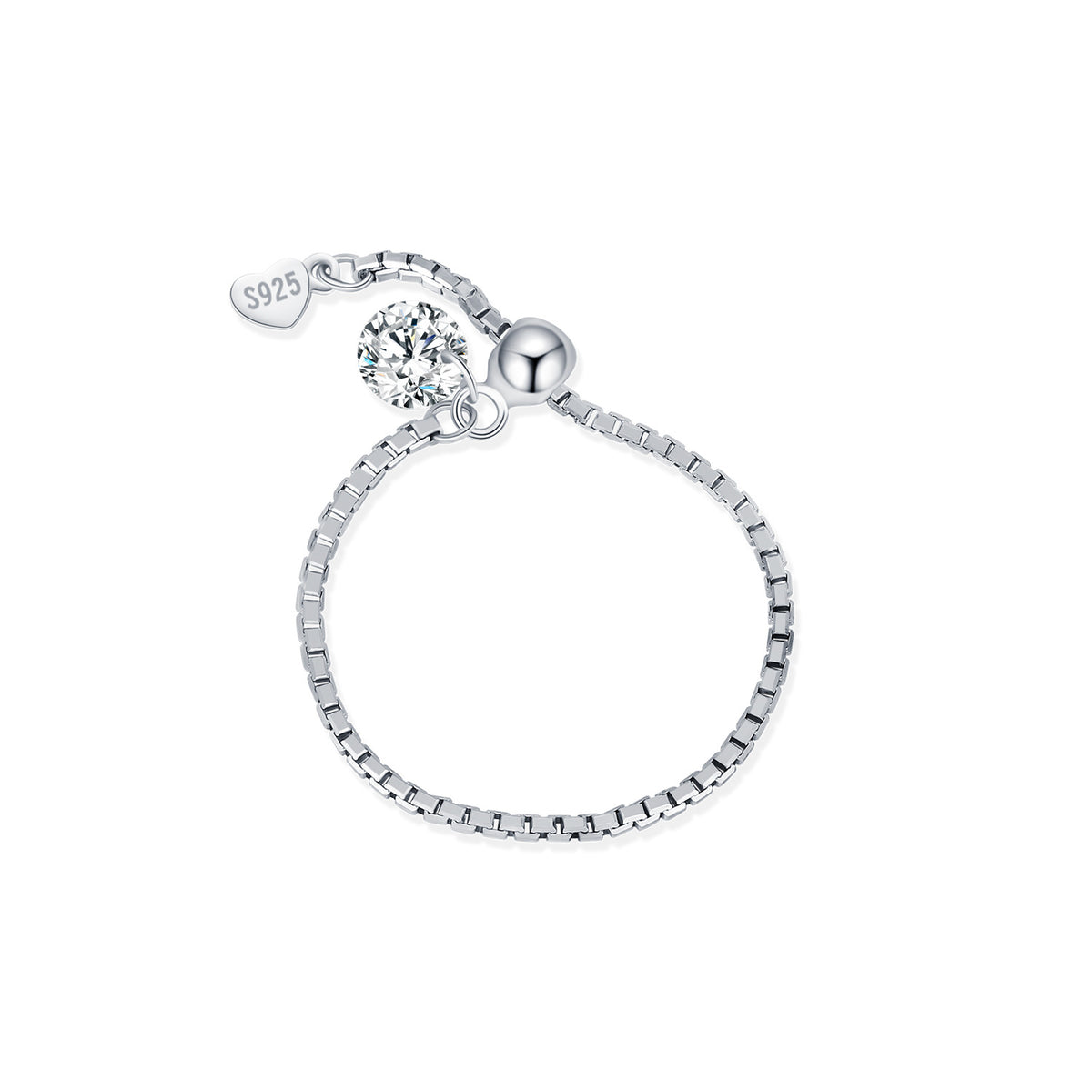 S925 Sterling Silver Adjustable Moissanite Ring