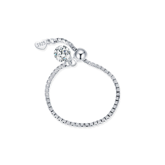 S925 Sterling Silver Adjustable Moissanite Ring