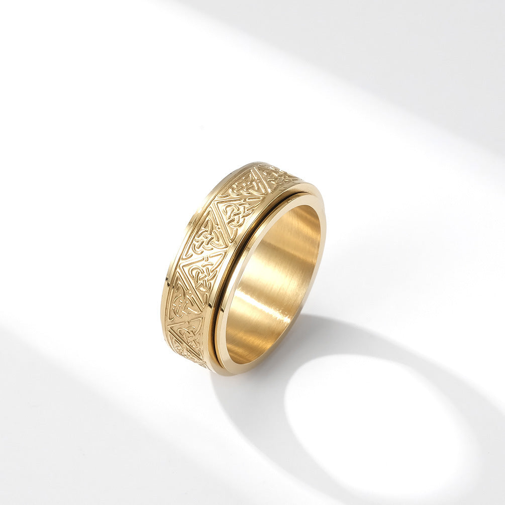 Nordic Celtic Triangle Stainless Steel Rotatable Ring for Men