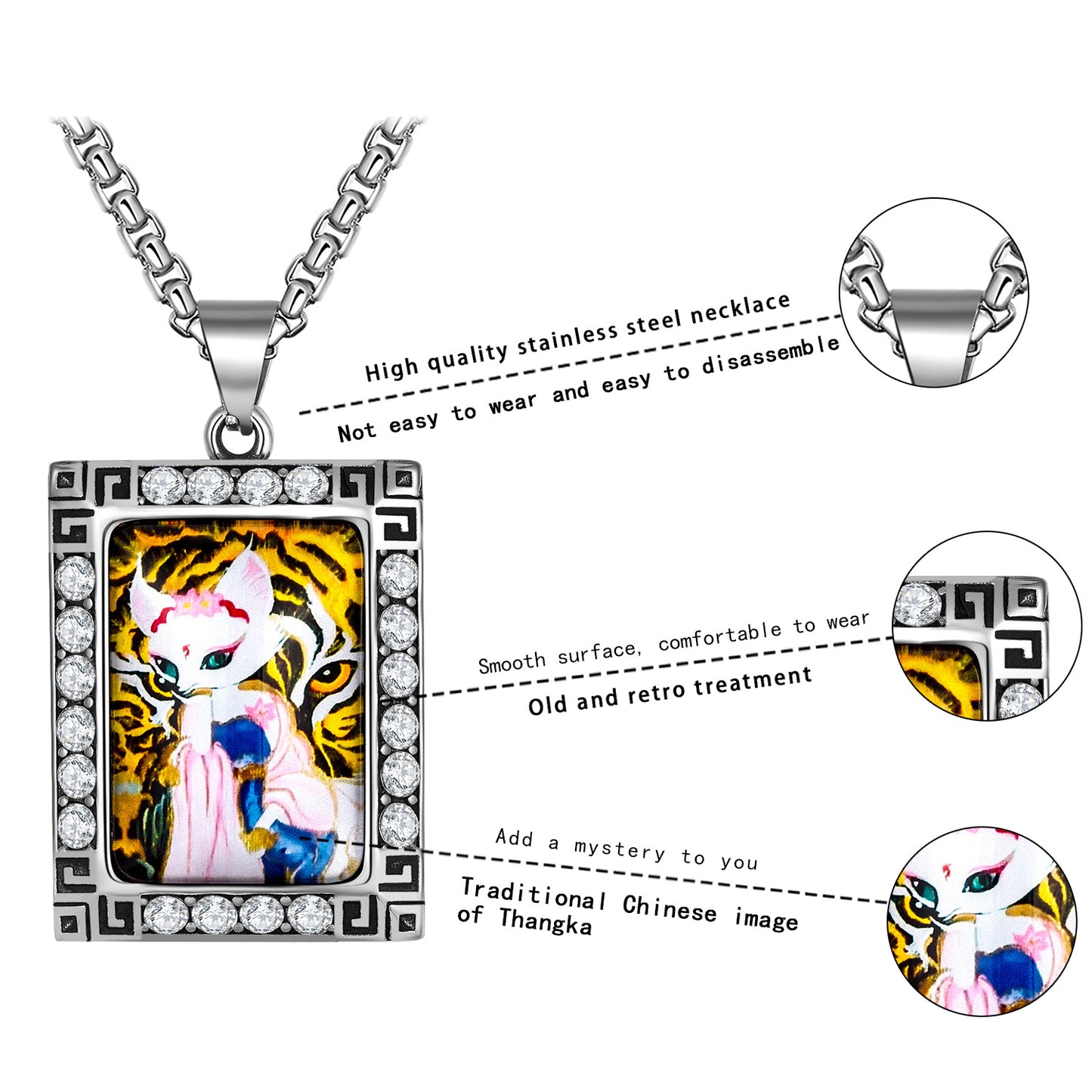 Steel Necklace – Vintage Nine-Tailed Fox Pendant for Men